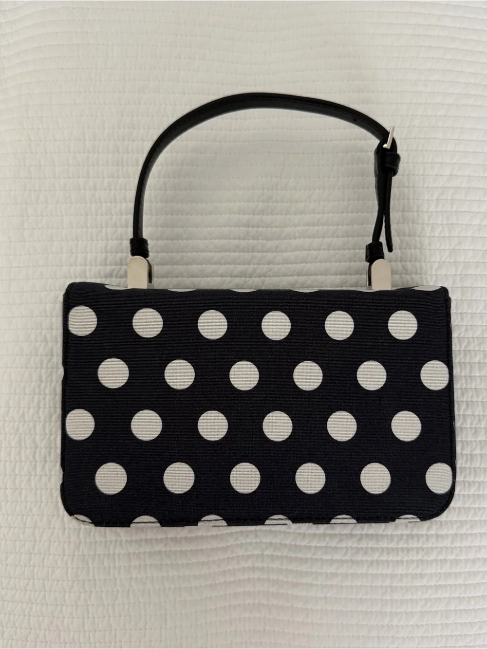 Rochas Black and White Polka Dot Top Handle Mini Tote Bag